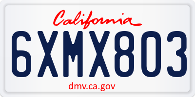 CA license plate 6XMX803