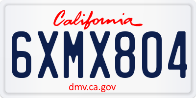 CA license plate 6XMX804