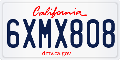 CA license plate 6XMX808