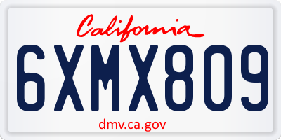 CA license plate 6XMX809