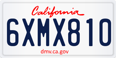 CA license plate 6XMX810