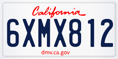 CA license plate 6XMX812