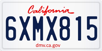 CA license plate 6XMX815