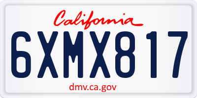CA license plate 6XMX817