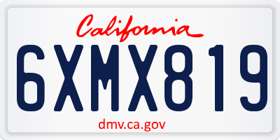 CA license plate 6XMX819