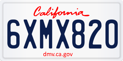 CA license plate 6XMX820