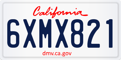 CA license plate 6XMX821