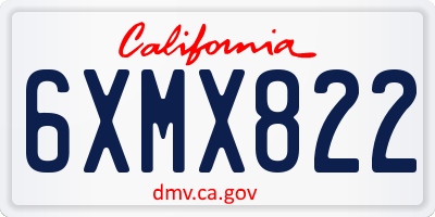 CA license plate 6XMX822