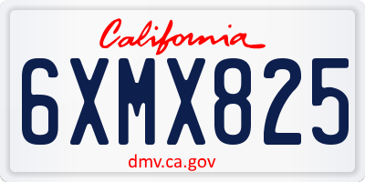 CA license plate 6XMX825