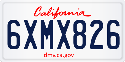 CA license plate 6XMX826