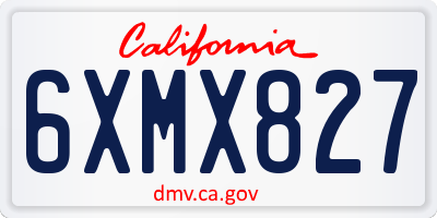CA license plate 6XMX827