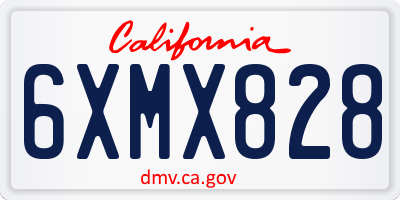 CA license plate 6XMX828