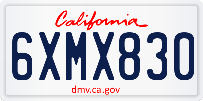 CA license plate 6XMX830