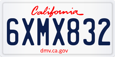 CA license plate 6XMX832
