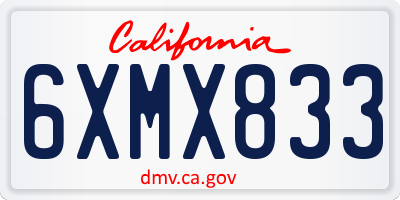 CA license plate 6XMX833
