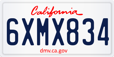 CA license plate 6XMX834