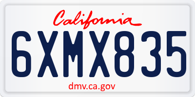 CA license plate 6XMX835