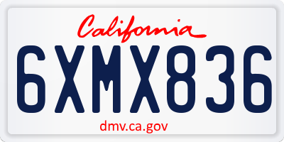 CA license plate 6XMX836