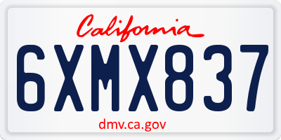 CA license plate 6XMX837