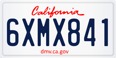 CA license plate 6XMX841