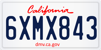 CA license plate 6XMX843