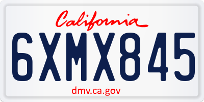 CA license plate 6XMX845