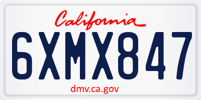 CA license plate 6XMX847