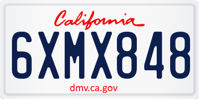 CA license plate 6XMX848