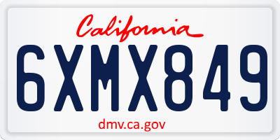 CA license plate 6XMX849