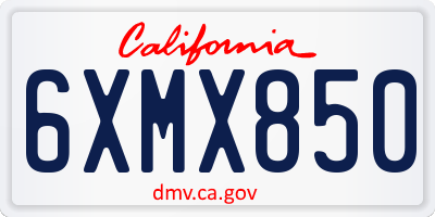 CA license plate 6XMX850