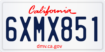 CA license plate 6XMX851