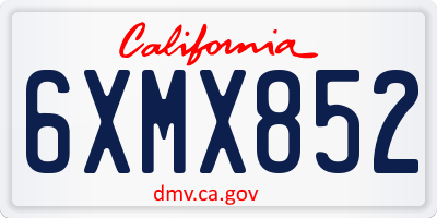 CA license plate 6XMX852