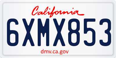 CA license plate 6XMX853