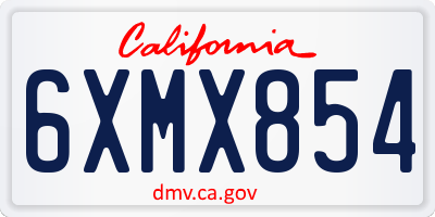 CA license plate 6XMX854