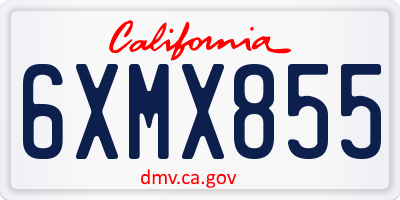 CA license plate 6XMX855