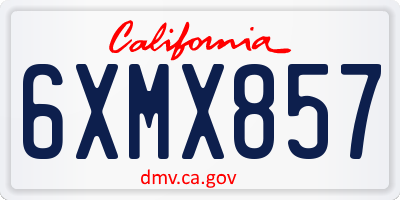 CA license plate 6XMX857