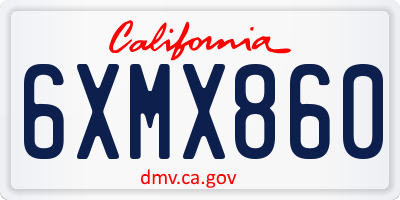 CA license plate 6XMX860