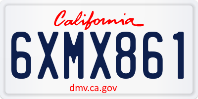 CA license plate 6XMX861