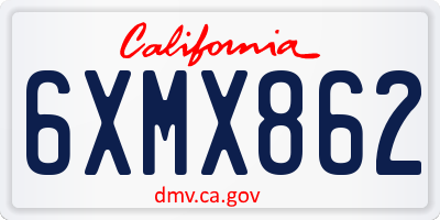 CA license plate 6XMX862
