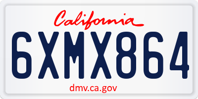 CA license plate 6XMX864