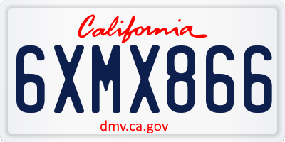 CA license plate 6XMX866