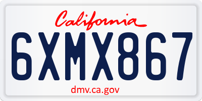 CA license plate 6XMX867