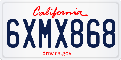 CA license plate 6XMX868