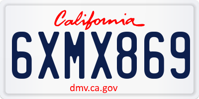 CA license plate 6XMX869