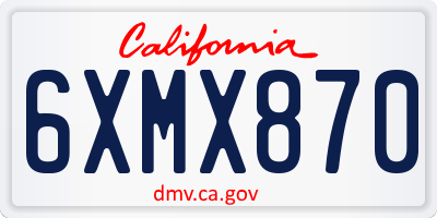CA license plate 6XMX870