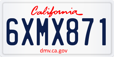 CA license plate 6XMX871
