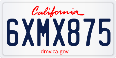 CA license plate 6XMX875