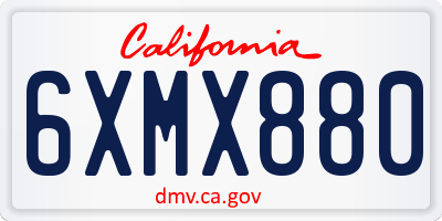 CA license plate 6XMX880
