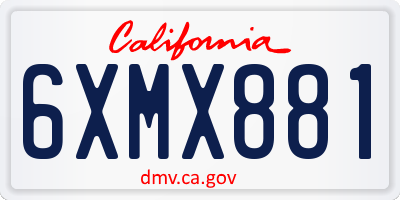 CA license plate 6XMX881