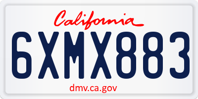 CA license plate 6XMX883